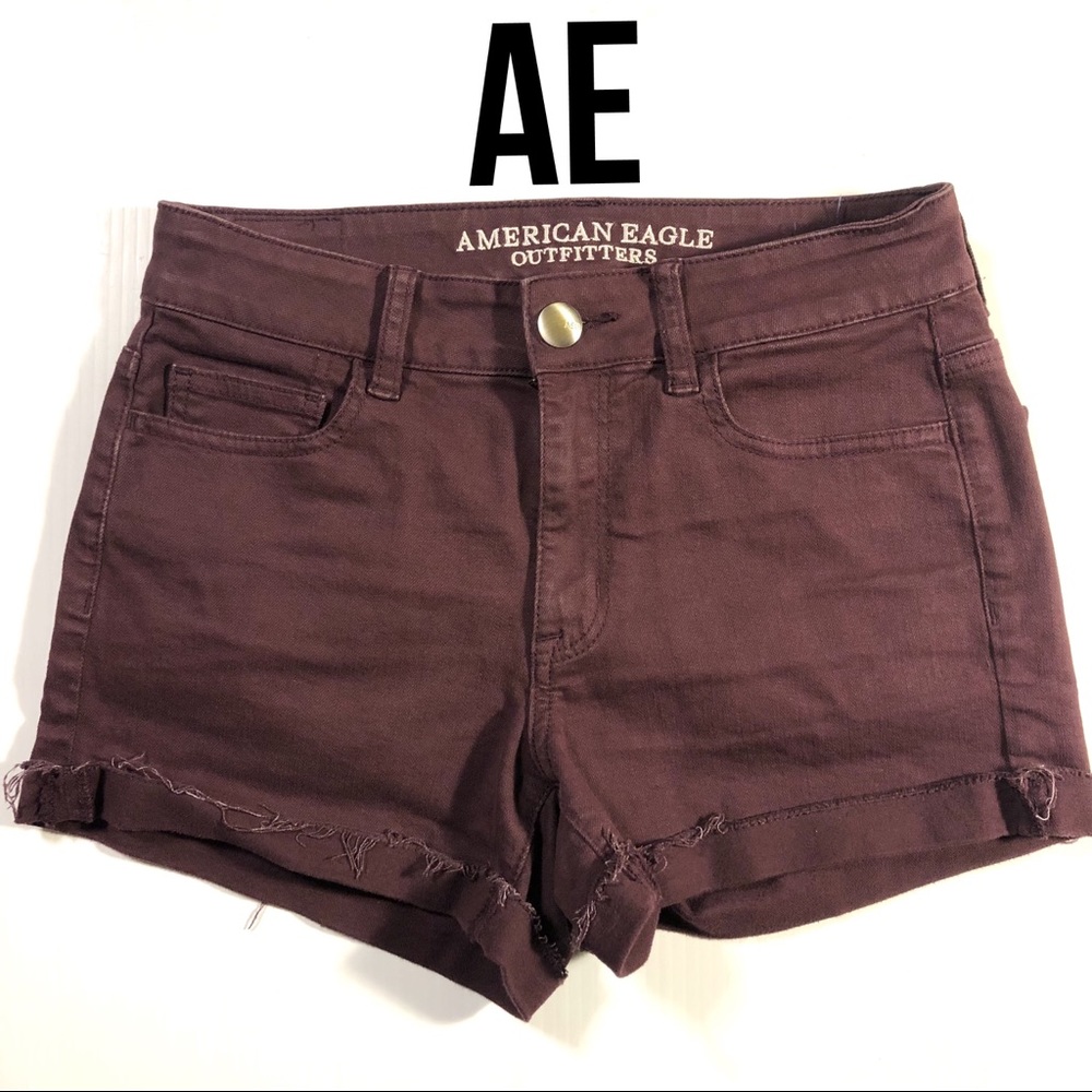 AE Hi-Rise Shortie Wine Maroon size 4